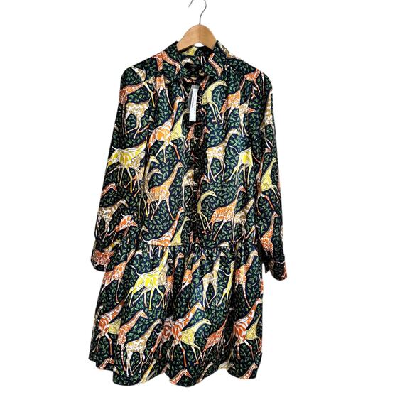 NWT J. Crew Giraffe Shirt Dress Size S Drop Waist Relaxed Fit Lined - Picture 15 of 15